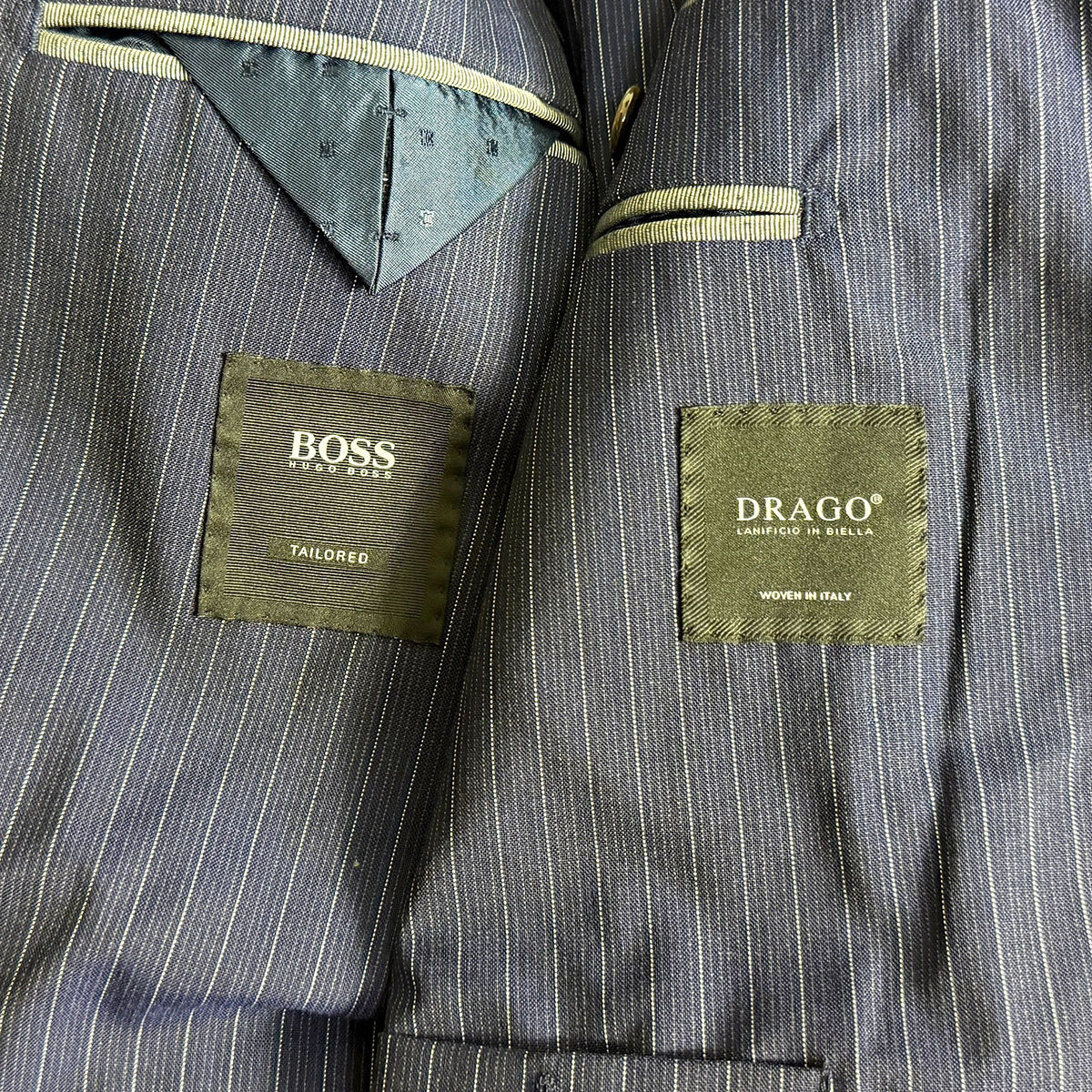 J3540 美品 ヒューゴボス DRAGO生地 ストライプスーツ ネイビー 50 HUGO BOSS_画像9