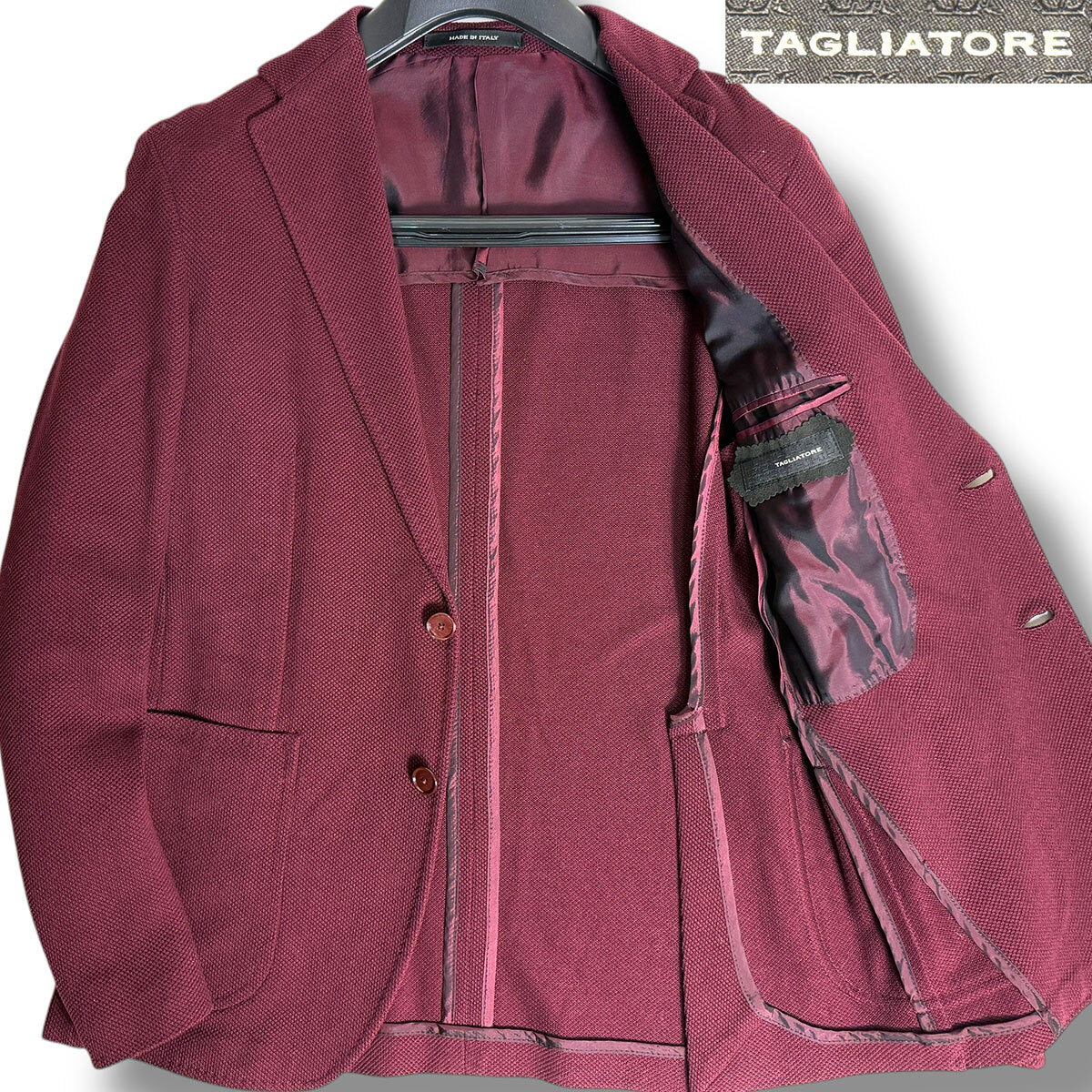 J7229 美品 タリアトーレ コットンホップサックテーラードジャケット ボルドー 48 TAGLIATORE_画像1