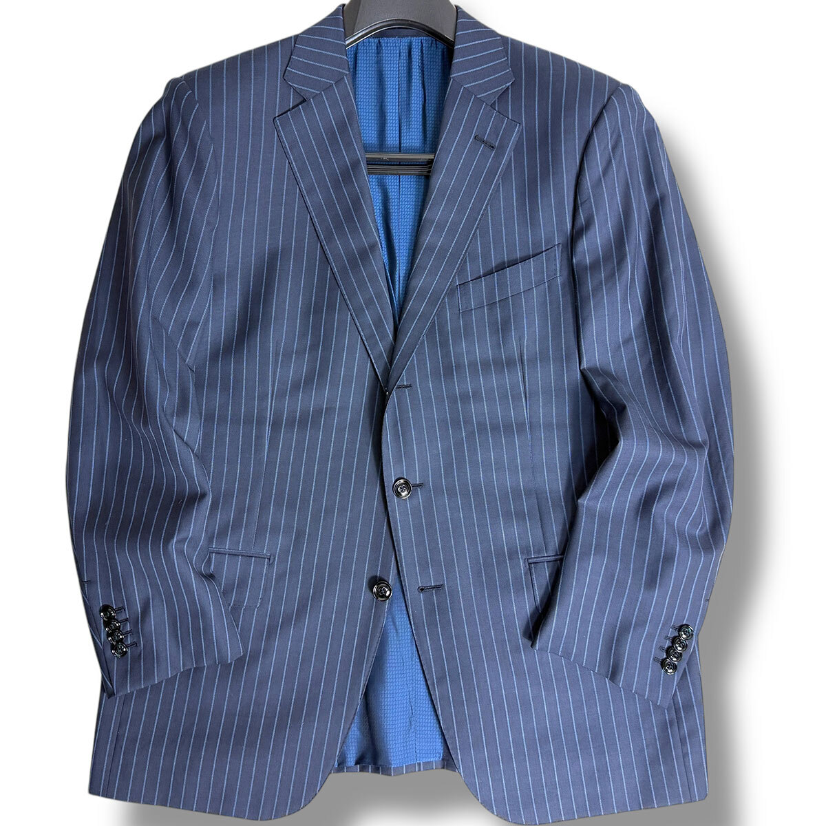 J7041 超美品 エルメネジルドゼニア スミズーラ SU MISURA Milano ワイドストライプスーツ ネイビー 54R Ermenegildo Zegna_画像2