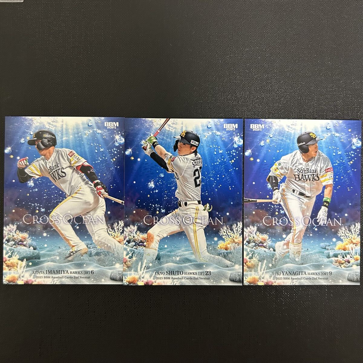 BBM 2025 2nd Cross Ocean 福岡ソフトバンクホークス チームコンプ3枚セット今宮健太 周東右京 柳田悠岐_画像1