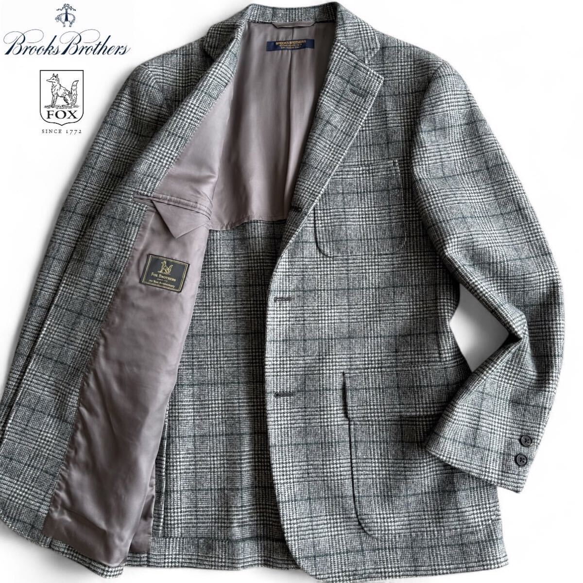 【250周年記念限定】FOX BROTHERS × BROOKS BROTHERS ブルックスブラザーズ テーラードジャケット ウールフランネル グレンチェック 希少_画像1