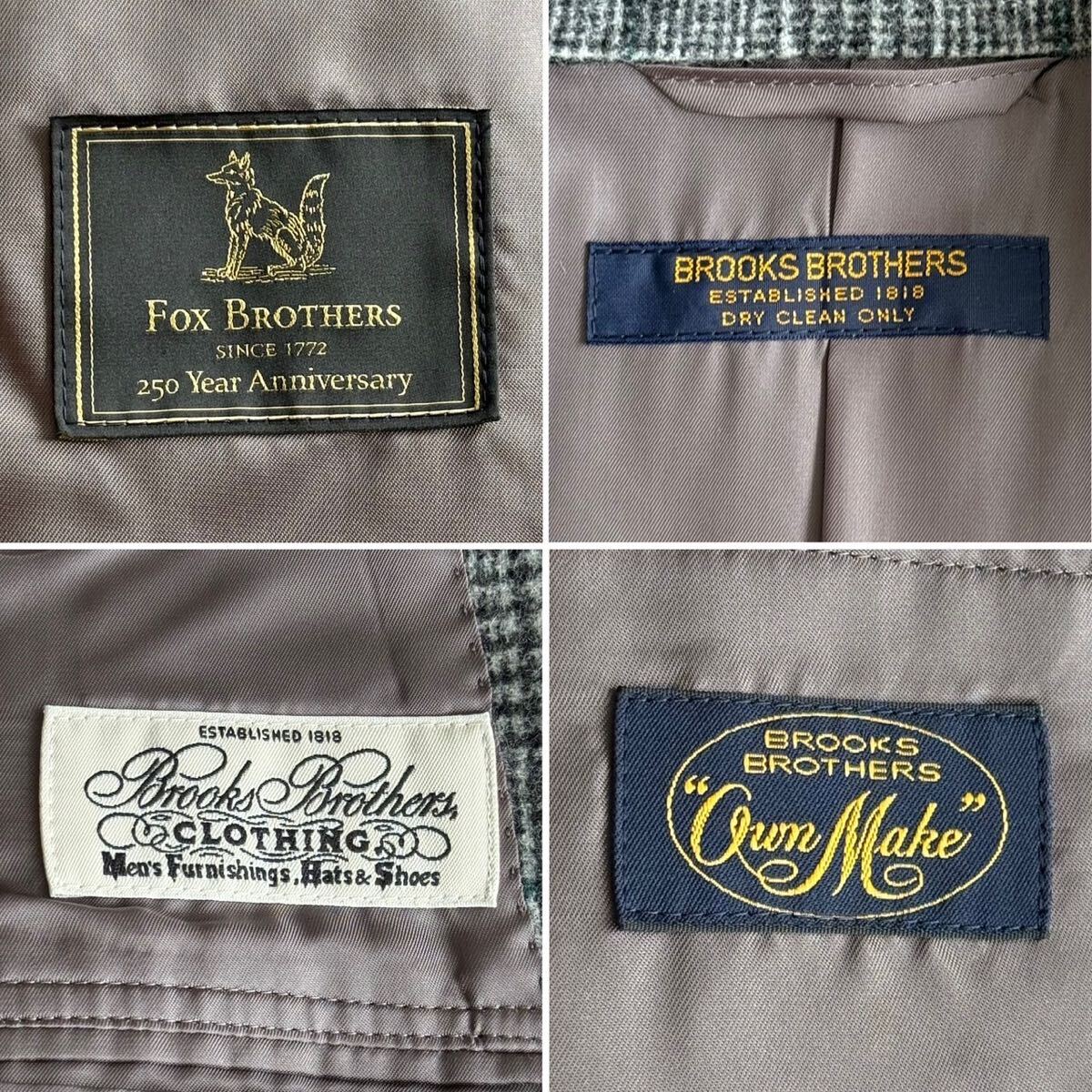 【250周年記念限定】FOX BROTHERS × BROOKS BROTHERS ブルックスブラザーズ テーラードジャケット ウールフランネル グレンチェック 希少_画像9