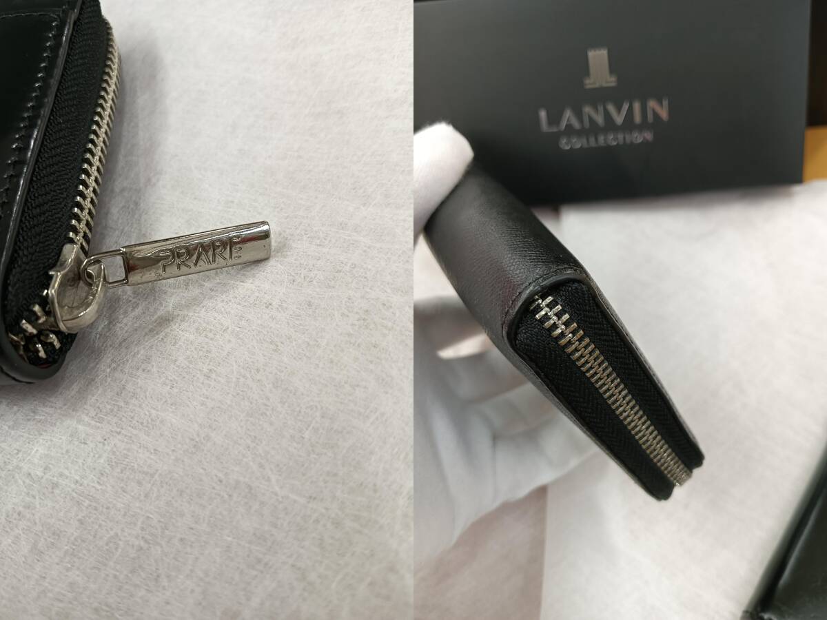 ◆2点おまとめ LANVIN ランバン レザー ラウンドジップ ブラック 財布 プレリー PRARE ラウンドファスナー ジッピー 黒 長財布 2点セット_画像8