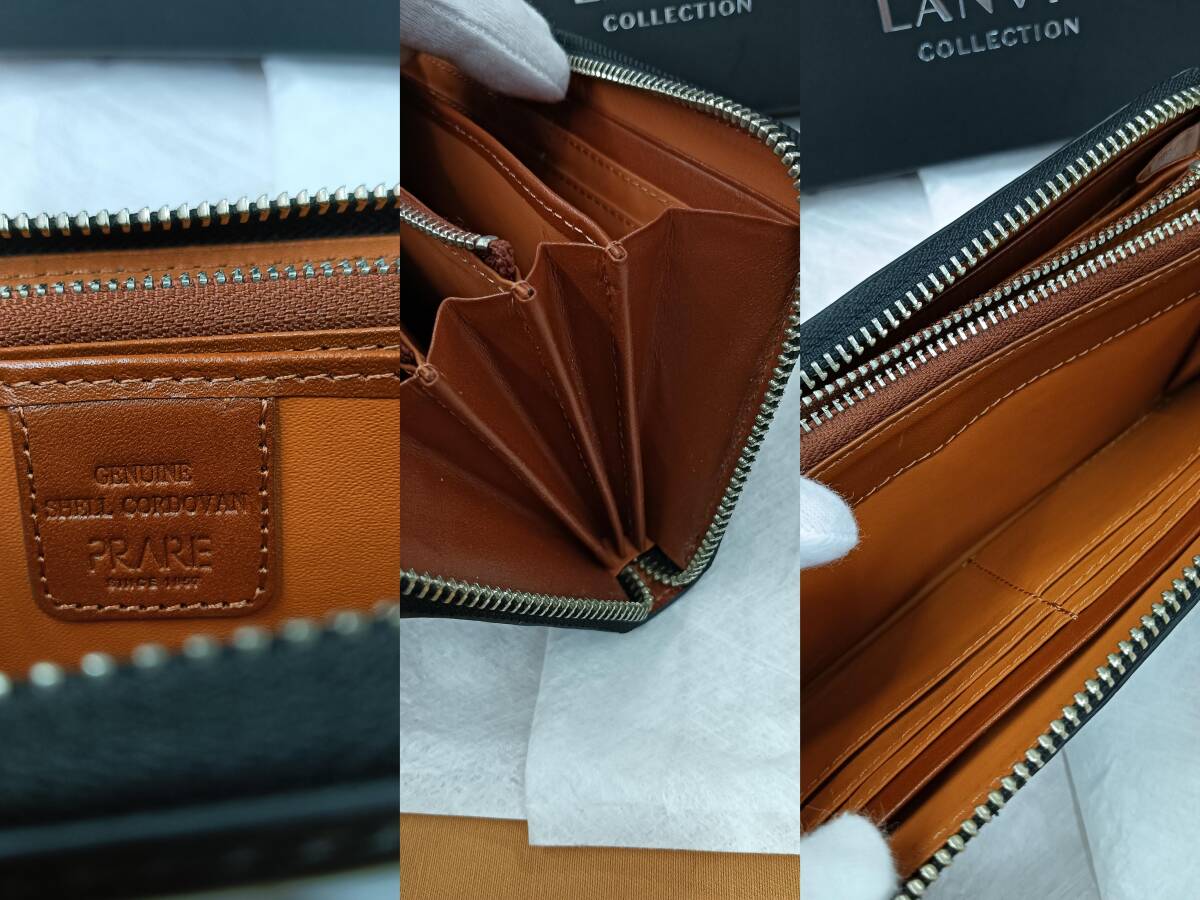 ◆2点おまとめ LANVIN ランバン レザー ラウンドジップ ブラック 財布 プレリー PRARE ラウンドファスナー ジッピー 黒 長財布 2点セット_画像9