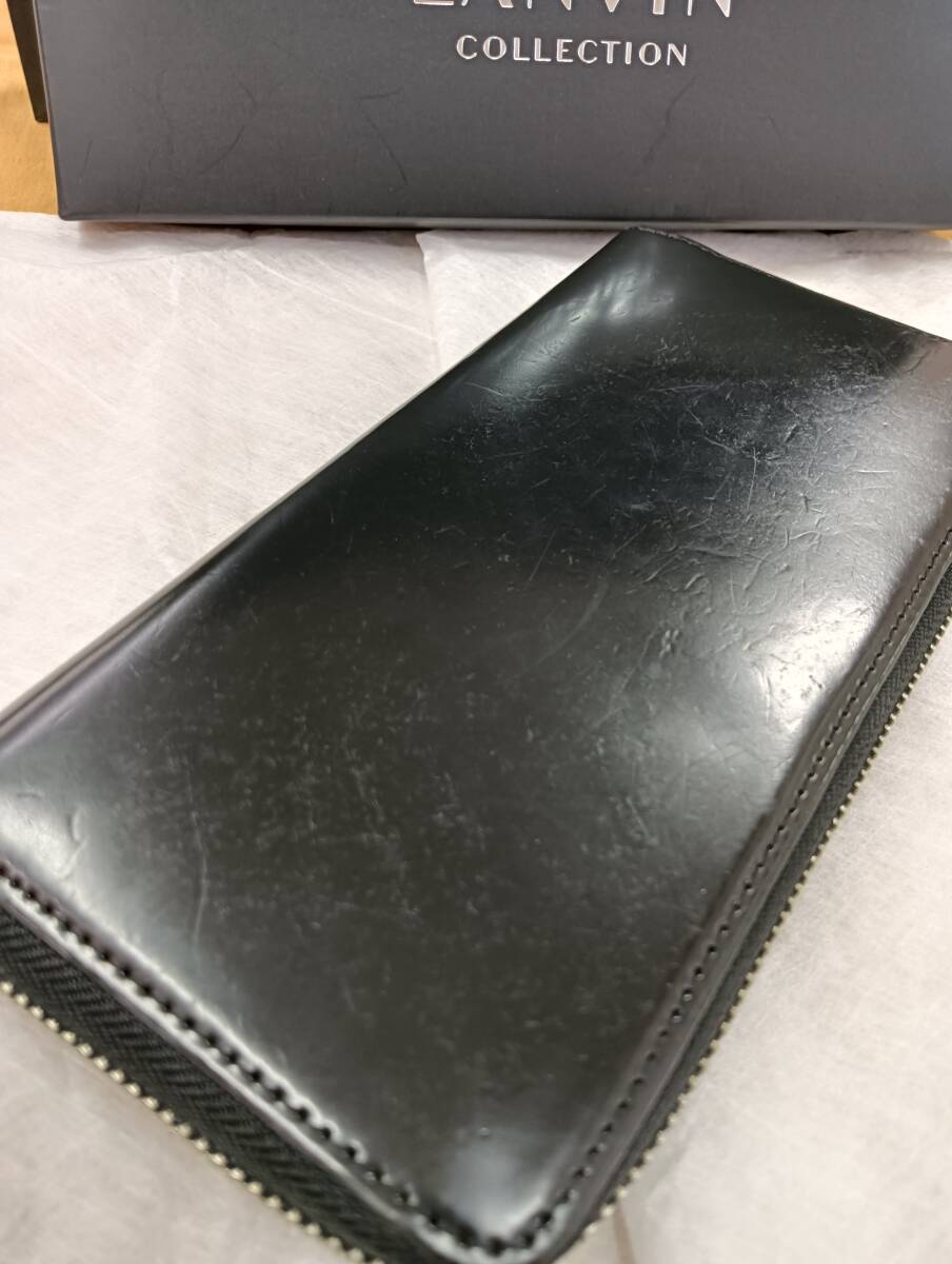 ◆2点おまとめ LANVIN ランバン レザー ラウンドジップ ブラック 財布 プレリー PRARE ラウンドファスナー ジッピー 黒 長財布 2点セット_画像6