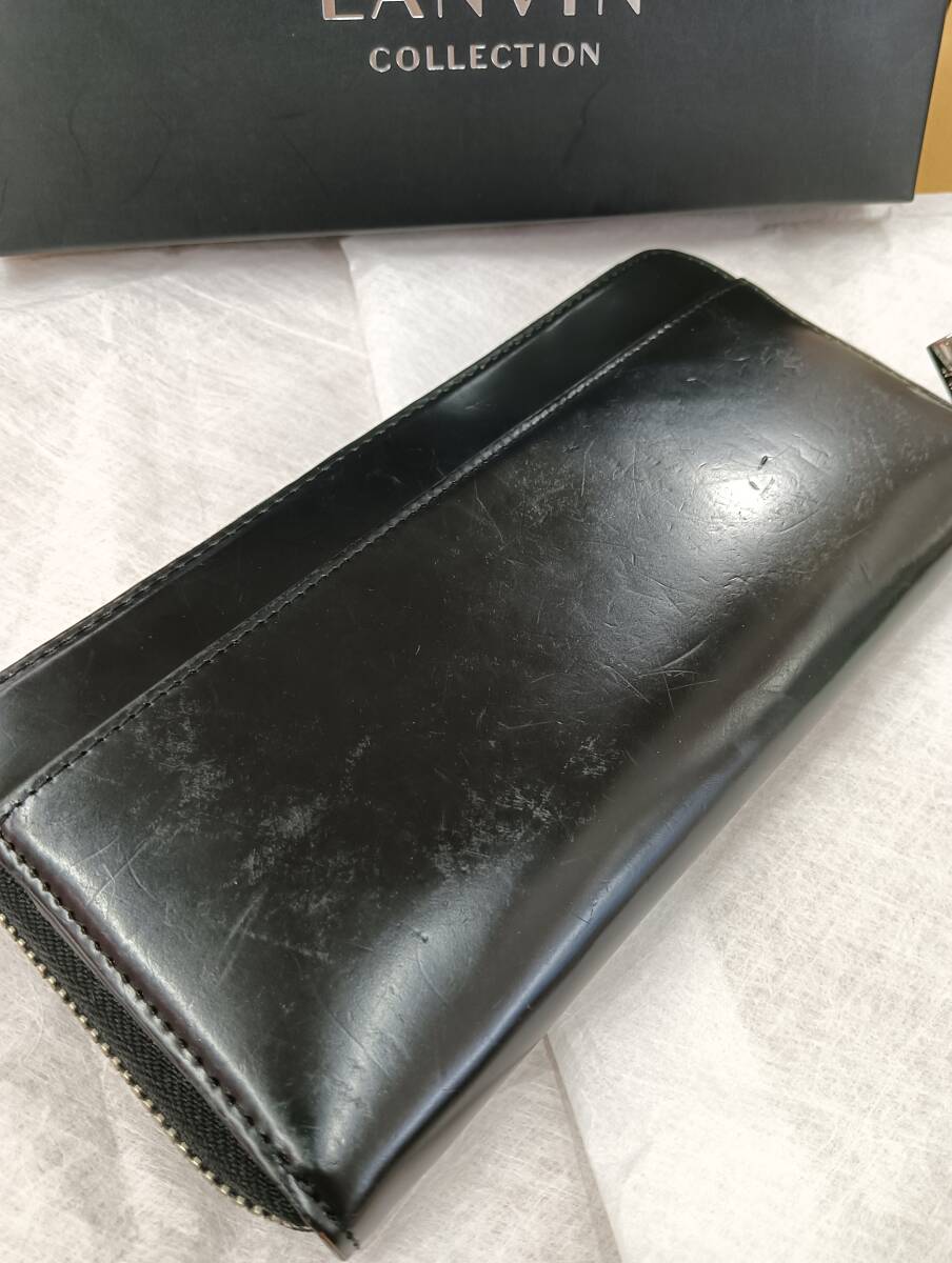 ◆2点おまとめ LANVIN ランバン レザー ラウンドジップ ブラック 財布 プレリー PRARE ラウンドファスナー ジッピー 黒 長財布 2点セット_画像7