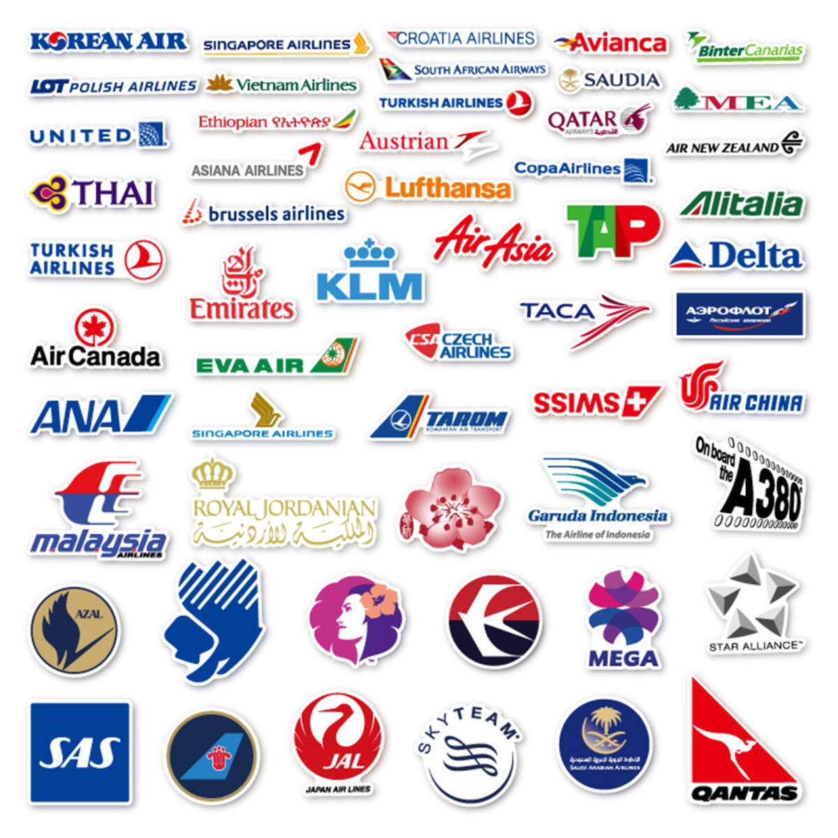 航空会社エアライン ステッカー55枚入り ステッカーセット防水ステッカー スーツケースステッカー 航空機logo 防水デカール スノ;J3811;の画像9