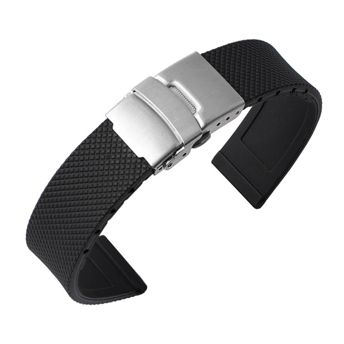 シリコンウォッチバンド グリッド状のバンド スポーツウォッチ用防水バンド 折り畳み式の柔らかいシリコンバンド 20mm 1個セット ;J1047;_画像1