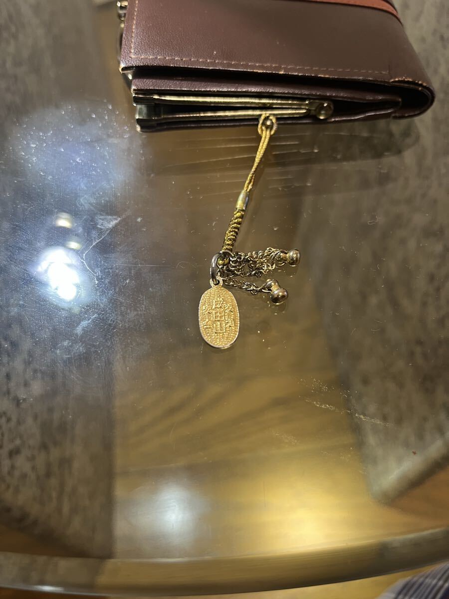 【中古品】成田山新勝寺お守り付き二つ折り財布 革財布 レザー ブラウンカラー 不動明王 コンパクト_画像7