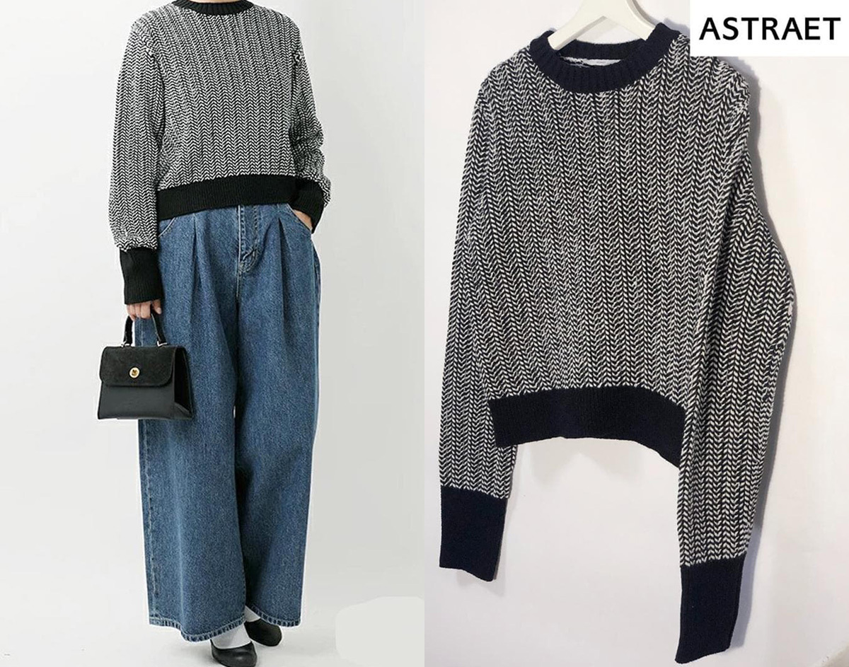 人気/即完/新品■ASTRAET(アストラット) 5Gウールブレンド ロングスリーブ ローゲージニット■5413-299-0225/Low gauge knit_画像1