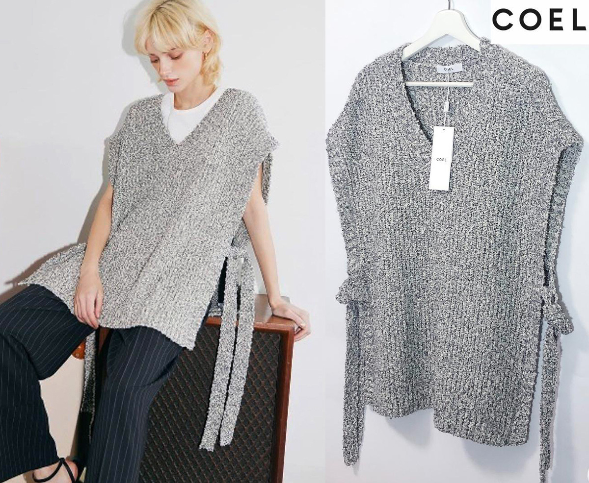 人気/即完/ライトグレー/新品■COEL(コエル) ミックス畔 オーバーベスト ナチュラル■183204056/Mixed rib over vest■ヨンア_画像1