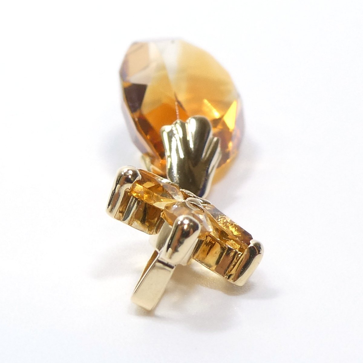 【K18】トパーズ ペンダントトップ 2.1g イエローゴールド 18金 ペアシェイプ オレンジ 新品仕上済 topaz pendent charm /ネコポスOK◇J_画像7