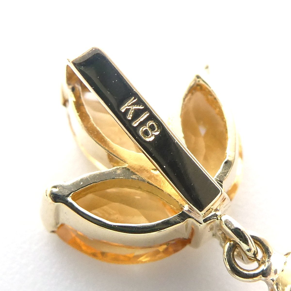 【K18】トパーズ ペンダントトップ 2.1g イエローゴールド 18金 ペアシェイプ オレンジ 新品仕上済 topaz pendent charm /ネコポスOK◇J_画像9