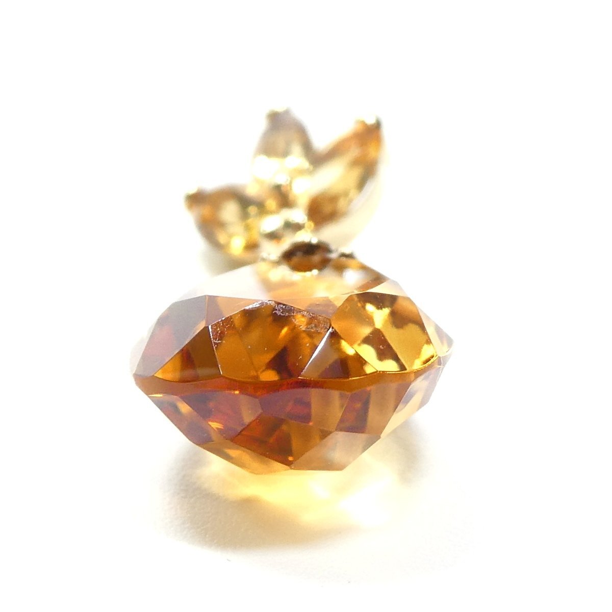 【K18】トパーズ ペンダントトップ 2.1g イエローゴールド 18金 ペアシェイプ オレンジ 新品仕上済 topaz pendent charm /ネコポスOK◇J_画像6