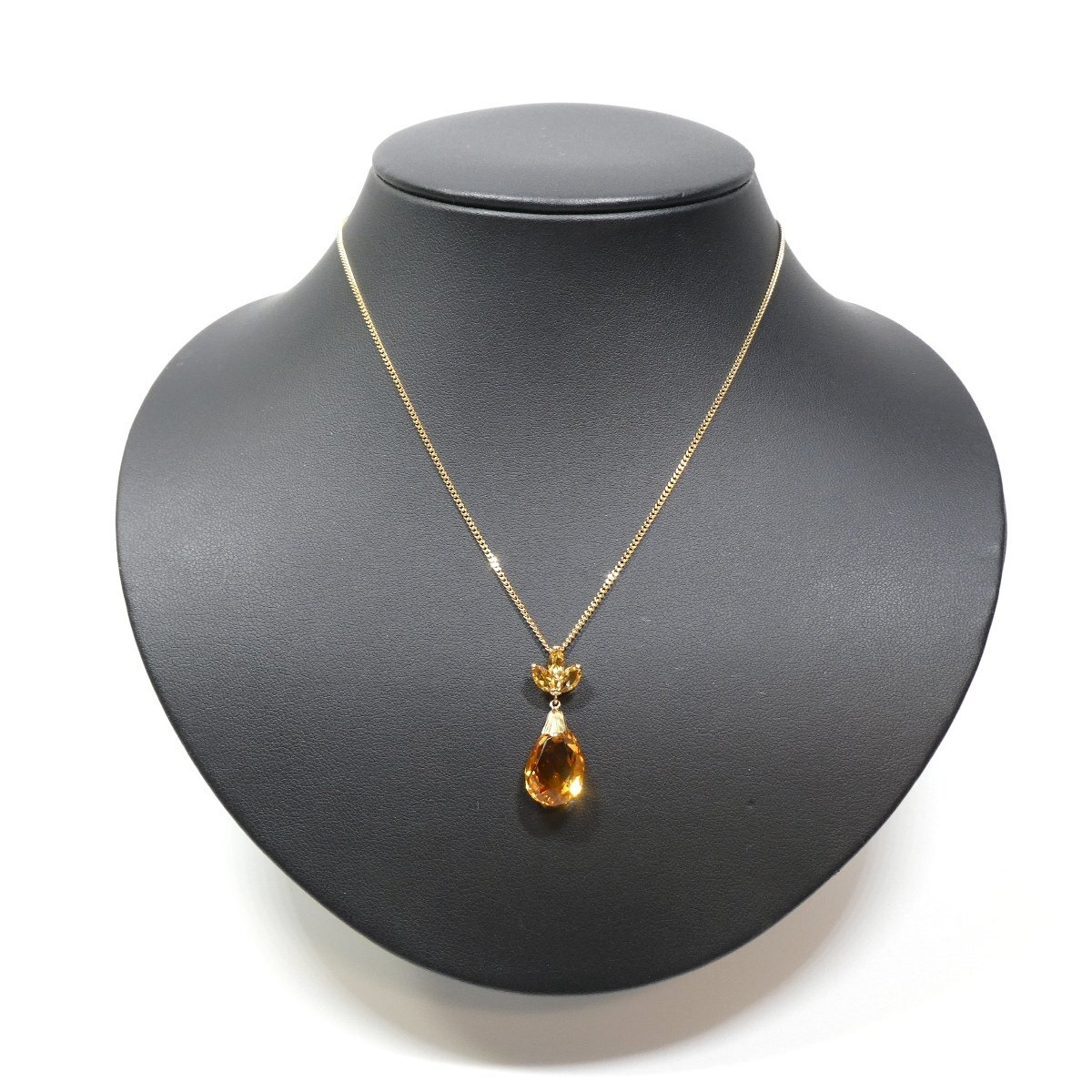 【K18】トパーズ ペンダントトップ 2.1g イエローゴールド 18金 ペアシェイプ オレンジ 新品仕上済 topaz pendent charm /ネコポスOK◇J_画像10