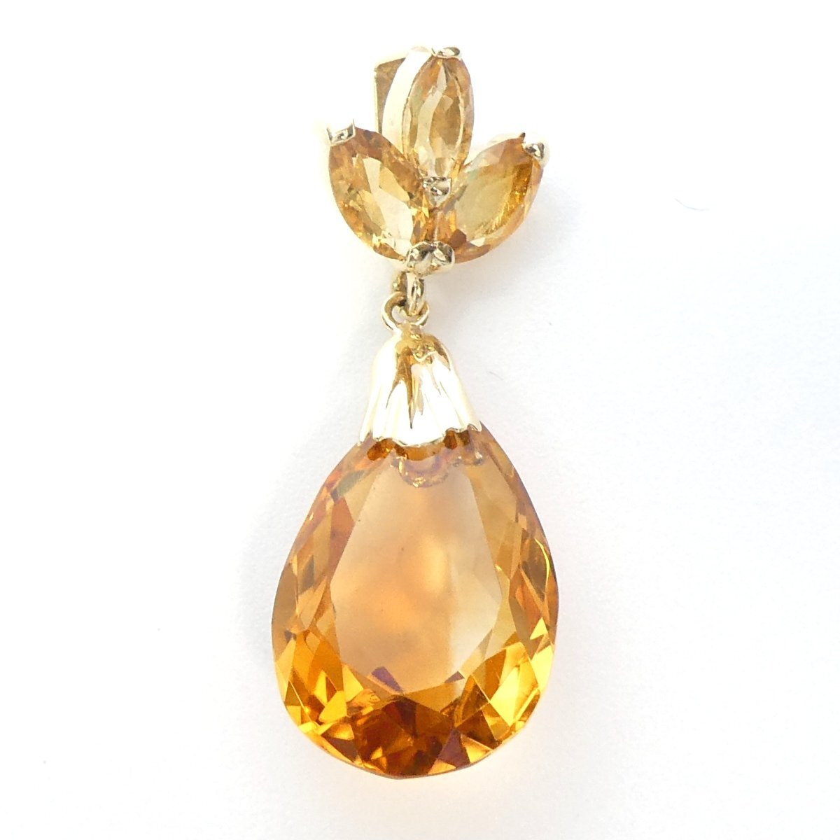 【K18】トパーズ ペンダントトップ 2.1g イエローゴールド 18金 ペアシェイプ オレンジ 新品仕上済 topaz pendent charm /ネコポスOK◇J_画像2