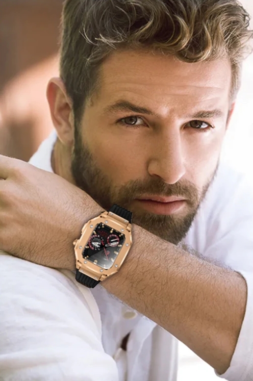 【アップルウォッチ apple watch ８,7】ステンレス高級ケース ホワイト白×ローズゴールド 45 44　　　　　限定 ゴールデンコンセプト_画像5