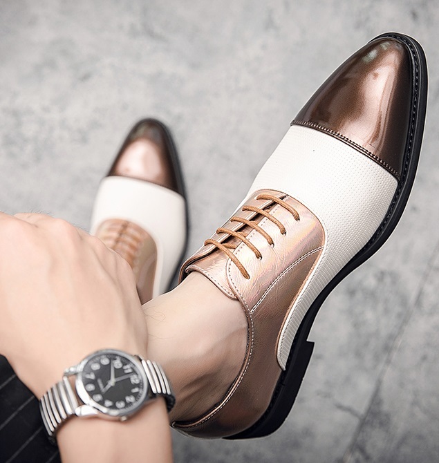 限定オーダー メンズ ラグジュアリーデザインシューズ ブロンズ×ホワイト白×オーロラ 42 43 スニーカー ジミーチュウ MAGNANI_画像3