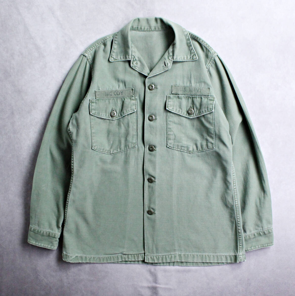 【U.S.NAVY】米軍 60~70s コットンサテン ユーティリティシャツジャケット OG107 ビンテージ McCOY マッコイさん_画像1