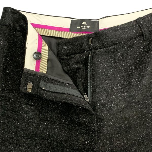 エトロ ETRO パンツ ボトムス ラメ フレア フルレングス 黒 ブラック 40 L 11号 レディース K5Y002_画像8