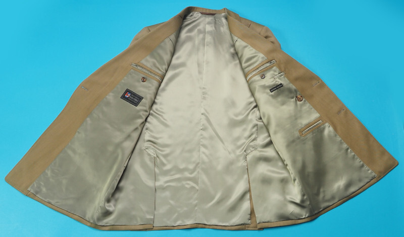 新品サンプル azabu tailor 麻布テーラー 秋冬『Savile Clifford 英国製生地』ヘリンボーン織 ダブル スーツ 46A(A5)ベージュ 0228-163_画像3