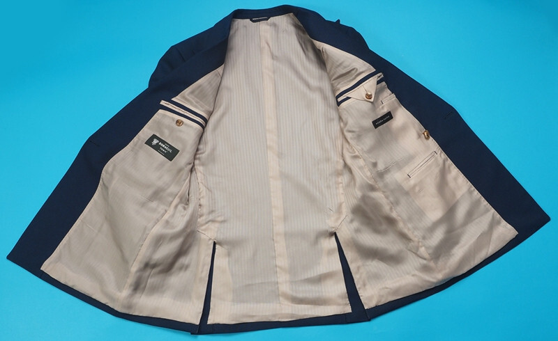 新品サンプル18万円 azabu tailor 麻布テーラー『DORMEUIL ドーメル TONIK 英国製生地』モヘヤ混ウール ダブルスーツ 46A(A5)紺 0211-052_画像3