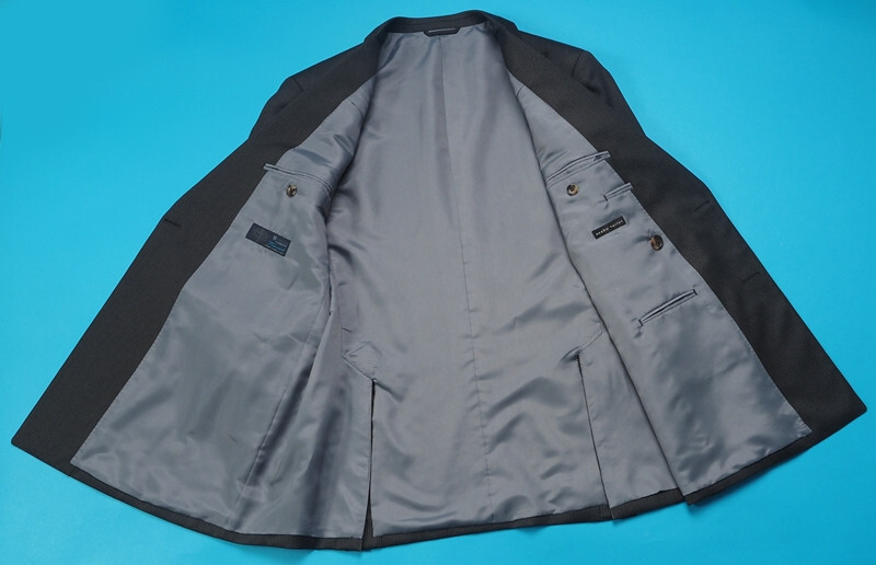 新品サンプル azabu tailor 麻布テーラー 秋冬『comero イタリア製生地』ウール100% ダブルブレスト スーツ 46A(A5)灰 0902-101_画像3
