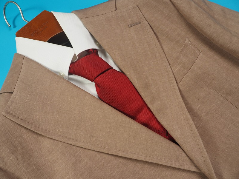 新品サンプル azabu tailor 麻布テーラー 春夏『CANONICO カノニコ 伊製生地』ウール/麻 シャドー スーツ 46A(A5)ベージュ 0319-150_画像3