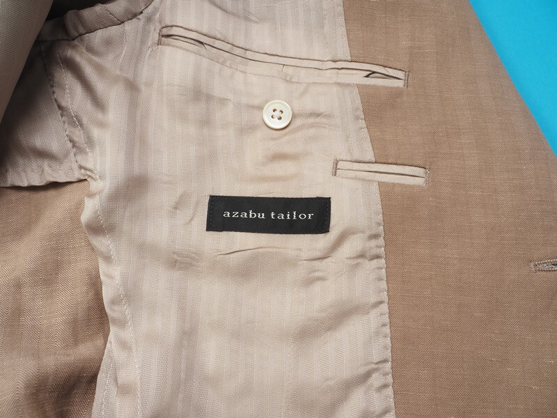 新品サンプル azabu tailor 麻布テーラー 春夏『CANONICO カノニコ 伊製生地』ウール/麻 シャドー スーツ 46A(A5)ベージュ 0319-150_画像6