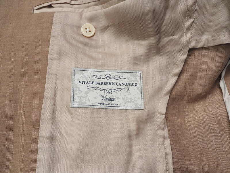 新品サンプル azabu tailor 麻布テーラー 春夏『CANONICO カノニコ 伊製生地』ウール/麻 シャドー スーツ 46A(A5)ベージュ 0319-150_画像7