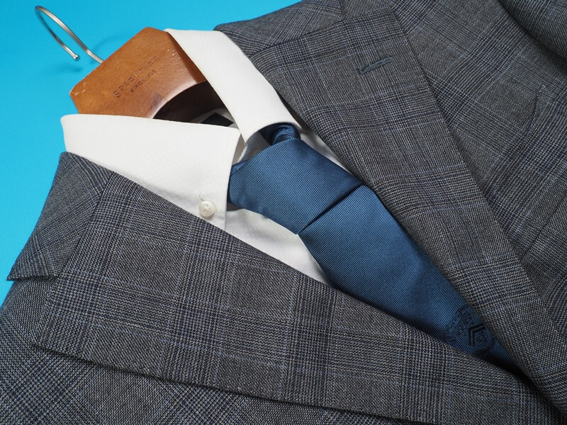 新品サンプル azabu tailor 麻布テーラー 秋冬『GRAND MARQUIS 日本製生地』ウール100% グレンチェック柄 スーツ 46A(A5)灰 0727-180_画像4