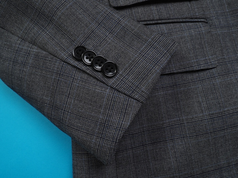 新品サンプル azabu tailor 麻布テーラー 秋冬『GRAND MARQUIS 日本製生地』ウール100% グレンチェック柄 スーツ 46A(A5)灰 0727-180_画像6