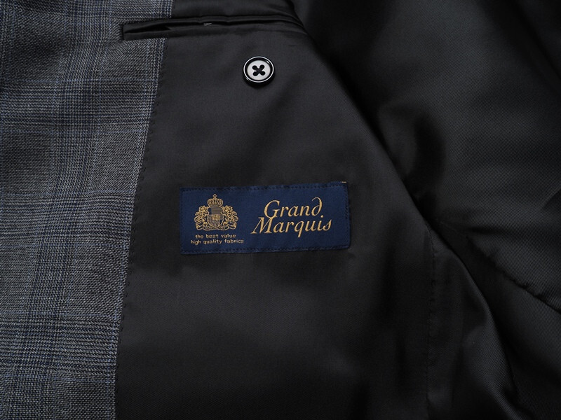 新品サンプル azabu tailor 麻布テーラー 秋冬『GRAND MARQUIS 日本製生地』ウール100% グレンチェック柄 スーツ 46A(A5)灰 0727-180_画像8