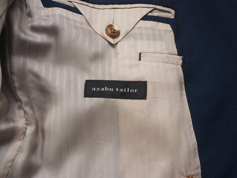 新品サンプル18万円 azabu tailor 麻布テーラー『DORMEUIL ドーメル TONIK 英国製生地』モヘヤ混ウール ダブルスーツ 46A(A5)紺 0211-052_画像7