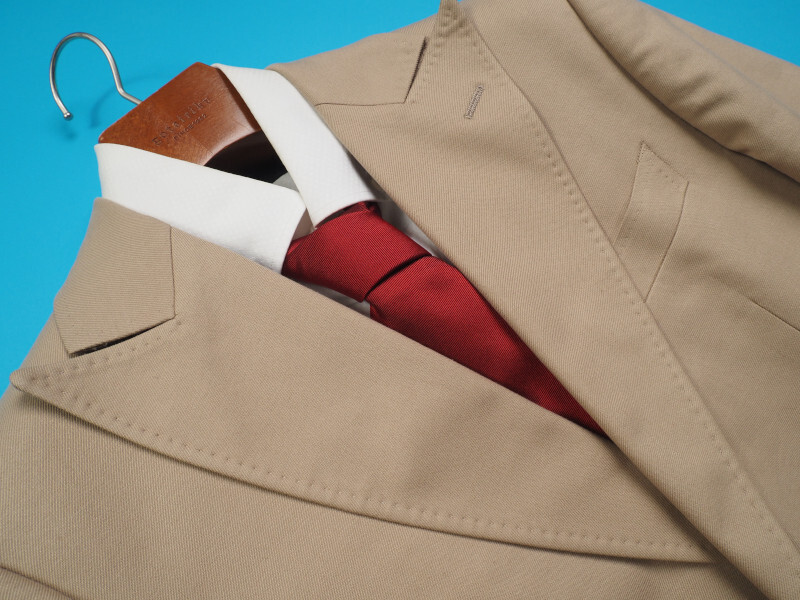 新品サンプル azabu tailor 麻布テーラー 秋冬 コットンツイル ストレッチ スーツ 46A(A5)ベージュ 1022-087_画像4