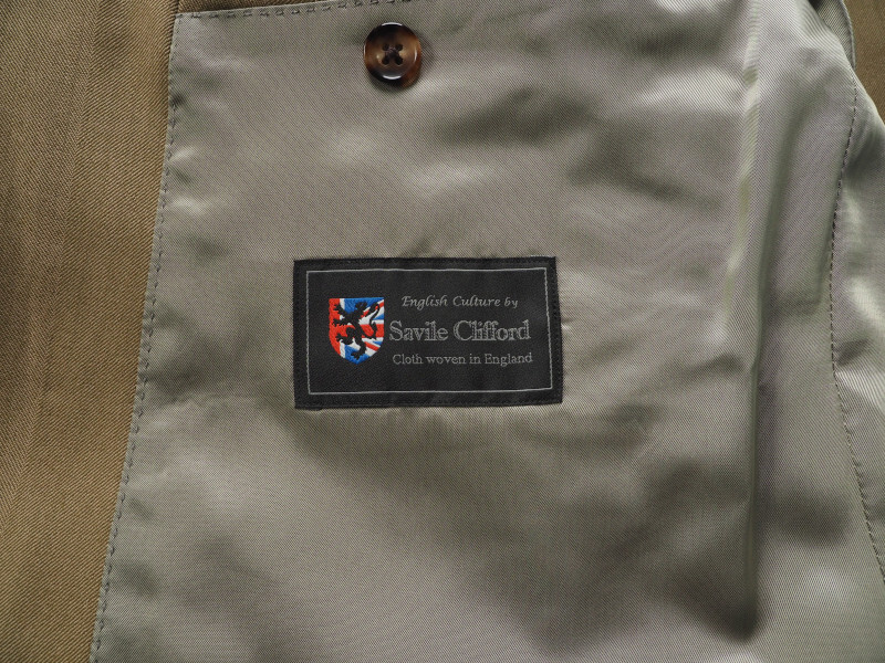 新品サンプル azabu tailor 麻布テーラー 秋冬『Savile Clifford 英国製生地』ヘリンボーン織 ダブル スーツ 46A(A5)ベージュ 0228-163_画像9