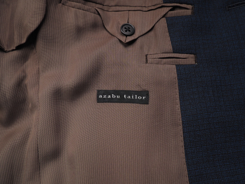 新品サンプル azabu tailor 麻布テーラー 春夏 ウール100% 織柄スーツ 46A(A5)紺 0116-186_画像8