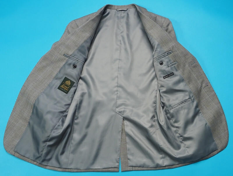 新品サンプル azabu tailor 麻布テーラー 秋冬『GRAND MARQUIS 日本製生地』ウール グレンチェック スリーピーススーツ 46A(A5)灰 0914-046_画像3