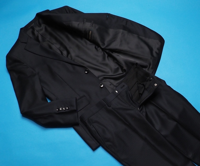 新品 STUDIO by DURBAN ダーバン 秋冬総裏『REDA 伊製生地 SILKY EFFECT』Super110'Sウール アロードビー織柄 スーツA5濃紺(39) 0400221_画像2