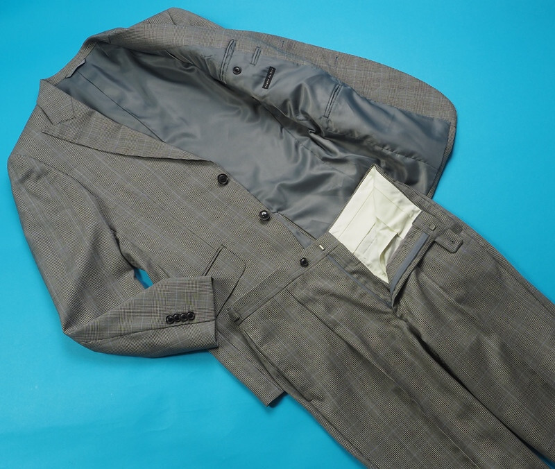 新品サンプル azabu tailor 麻布テーラー 秋冬『GRAND MARQUIS 日本製生地』ウール グレンチェック スリーピーススーツ 46A(A5)灰 0914-046_画像2