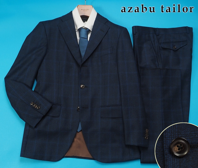 新品サンプル19.8万円 azabu tailor 麻布テーラー 秋冬『Scabal スキャバル 英国製生地』Super130Sフランネル スーツ 46A(A5)紺 0806-111_画像1