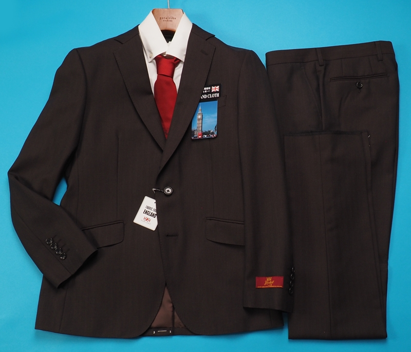 新品8.6万円 大手百貨店展開 秋冬『Gledhill ジョンフォスター 英国製生地』ウール100% シャドーストライプ スーツA6茶(E) 1201081_画像2