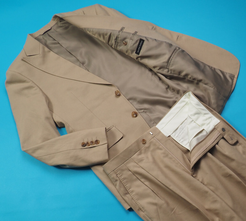 新品サンプル azabu tailor 麻布テーラー 秋冬 コットンツイル ストレッチ スーツ 46A(A5)ベージュ 1022-087_画像2