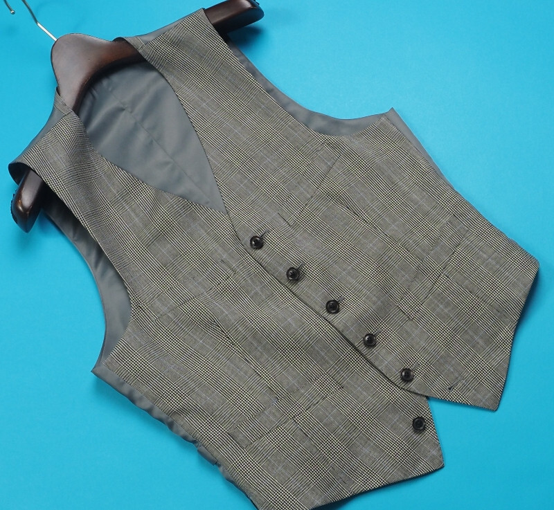 新品サンプル azabu tailor 麻布テーラー 秋冬『GRAND MARQUIS 日本製生地』ウール グレンチェック スリーピーススーツ 46A(A5)灰 0914-046_画像9