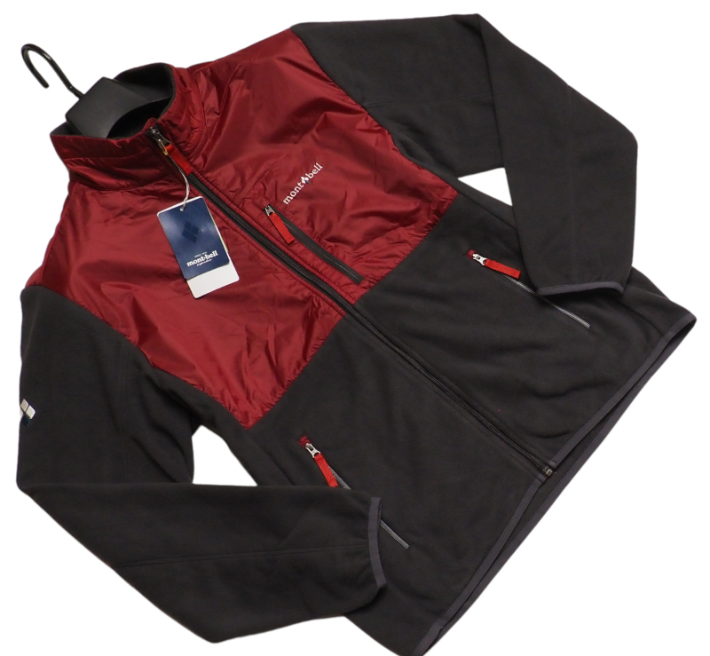 新品正規 mont-bell モンベル マイクロフリース×リップストップ Willys ジャケット メンズ105(XL)レッド(RED) WUJF602_画像2