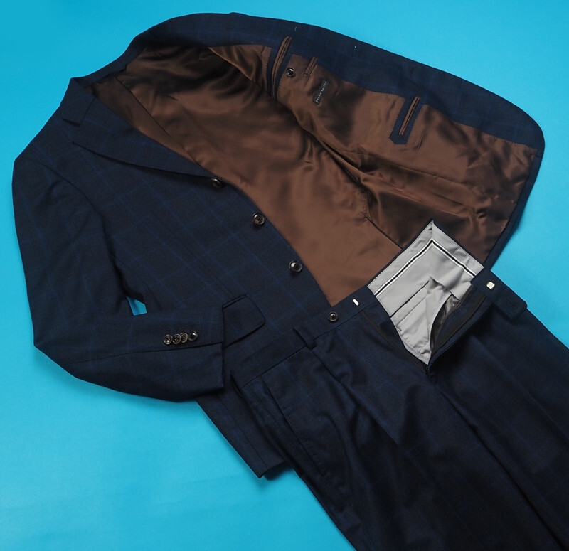 新品サンプル19.8万円 azabu tailor 麻布テーラー 秋冬『Scabal スキャバル 英国製生地』Super130Sフランネル スーツ 46A(A5)紺 0806-111_画像2