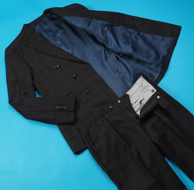 新品サンプル azabu tailor 麻布テーラー 秋冬『WORLD TRAVELER 国産生地』ダブルブレスト スーツ 46A(A5)茶 0909-183_画像2