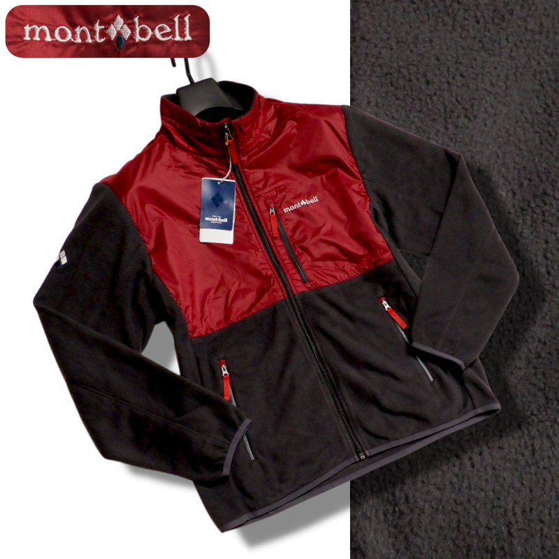 新品正規 mont-bell モンベル マイクロフリース×リップストップ Willys ジャケット メンズ100(L)レッド(RED) WUJF602_画像1