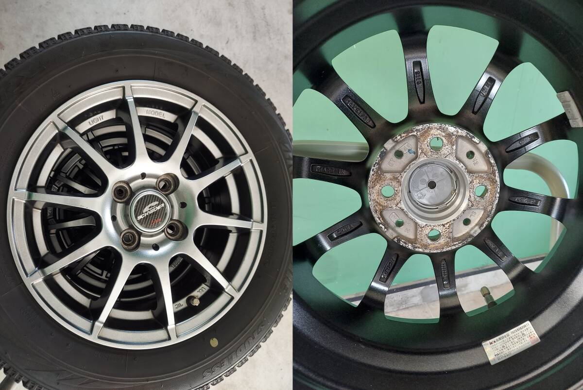 山形発 スタッドレスタイヤ・アルミセット ブリザックVRX 175-65R-14 PCD100/4H/5.5J/+48 現状品_画像2