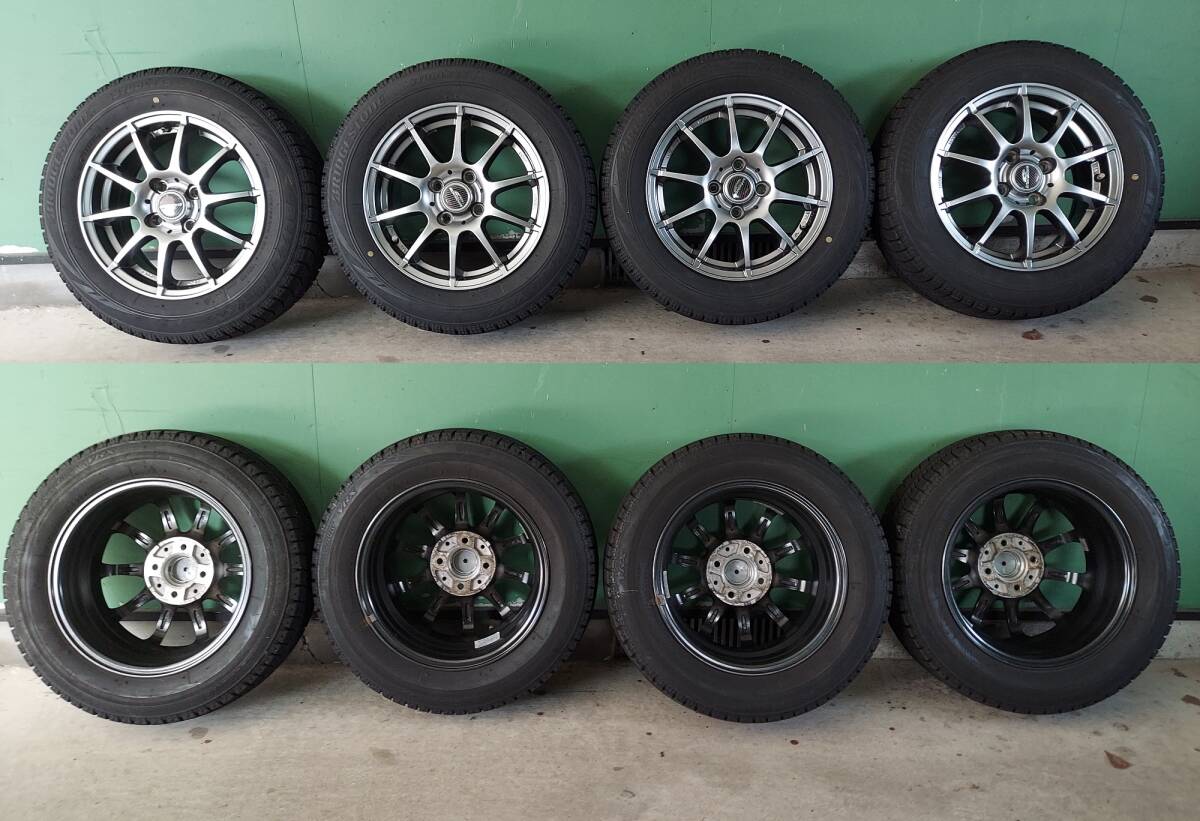 山形発 スタッドレスタイヤ・アルミセット ブリザックVRX 175-65R-14 PCD100/4H/5.5J/+48 現状品_画像1
